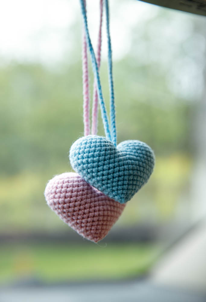 crochet car hanging-love heart|hookok