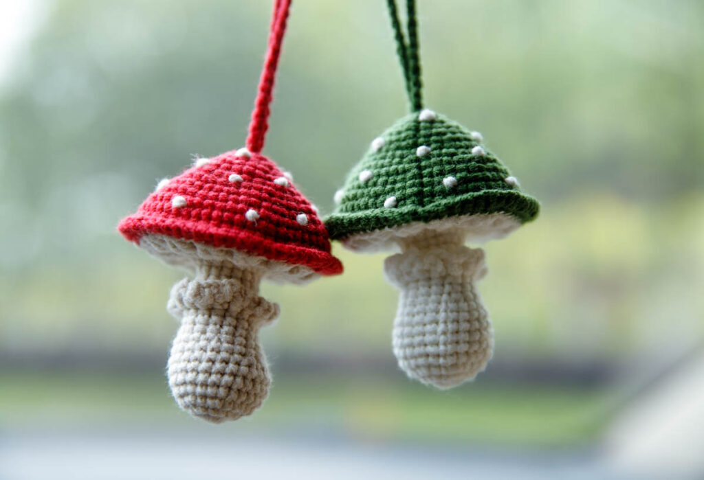 crochet mushroom car hanging|hookok
