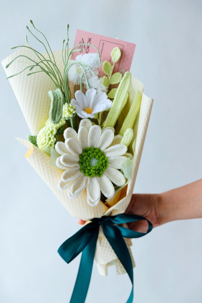 crochet white gerbera bouquet|hookok crochet white gerbera bouquet|hookok