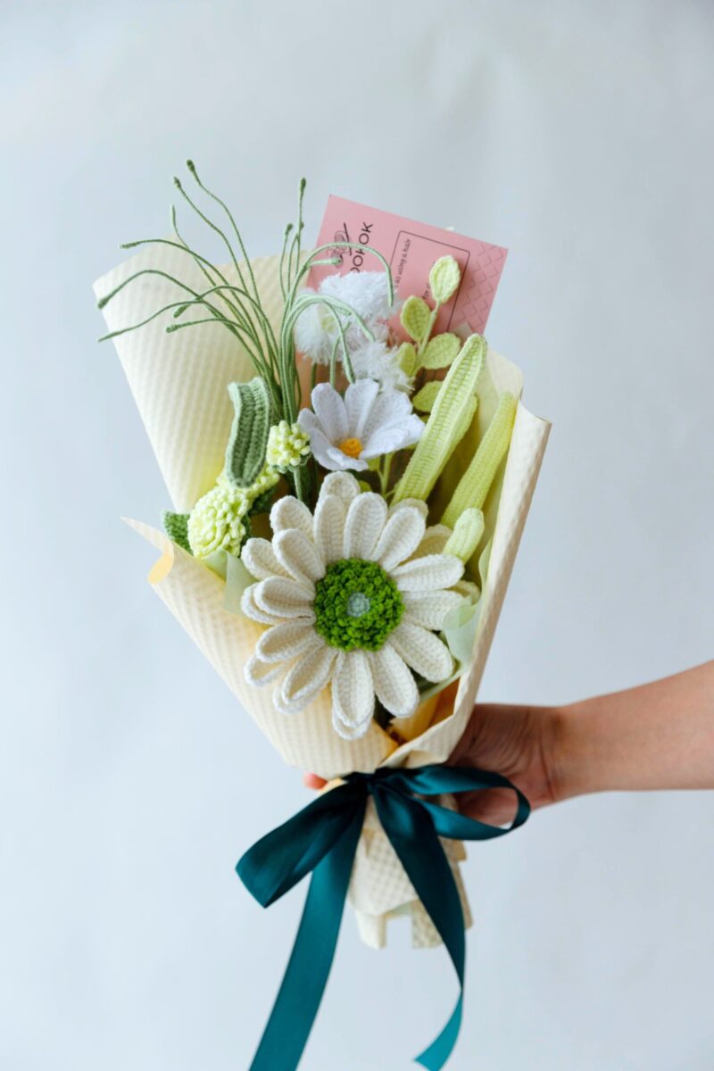 crochet white gerbera bouquet|hookok crochet white gerbera bouquet|hookok