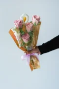 crochet bouquet pink rose-hookok