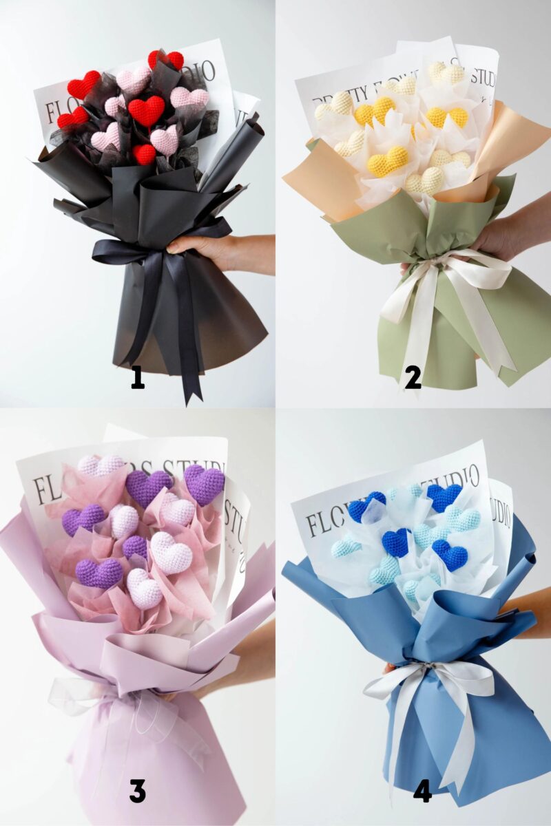 crochet heart bouquet crochet heart bouquet|hookok