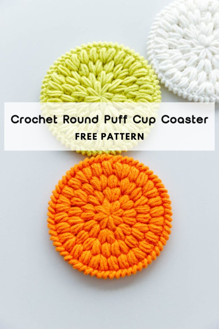 Crochet Round Puff Coaster- Free Pattern
