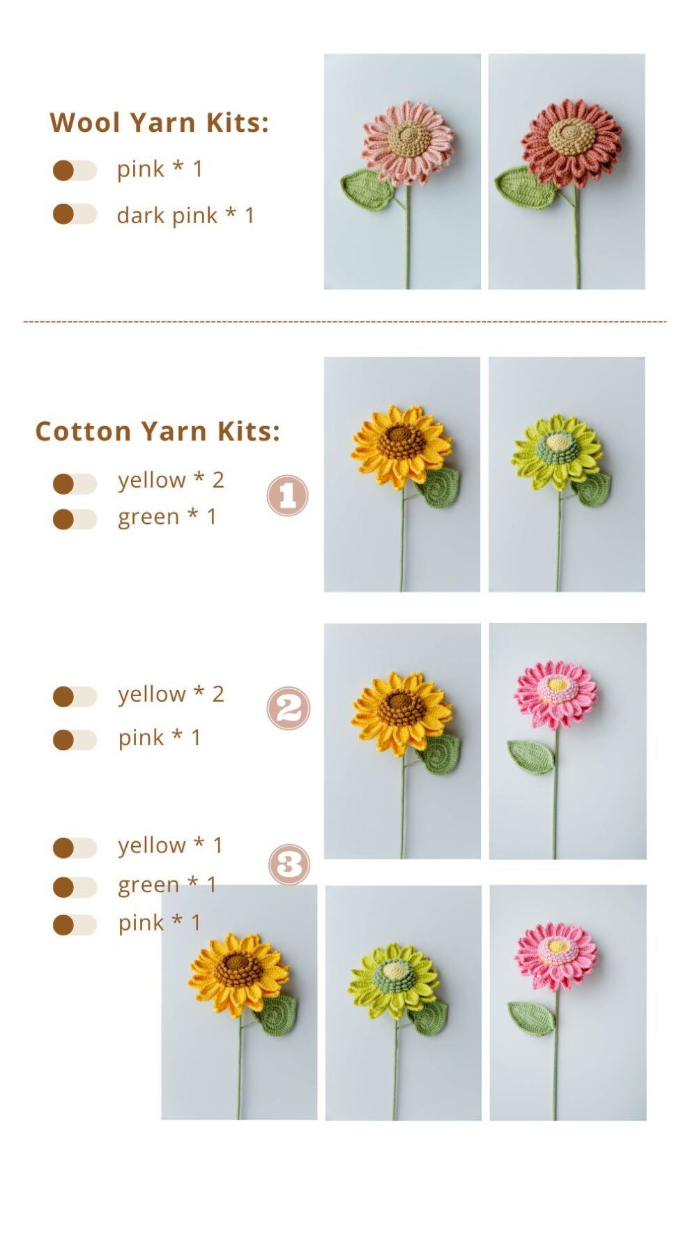 Crochet Sunflower Kits - Hookok