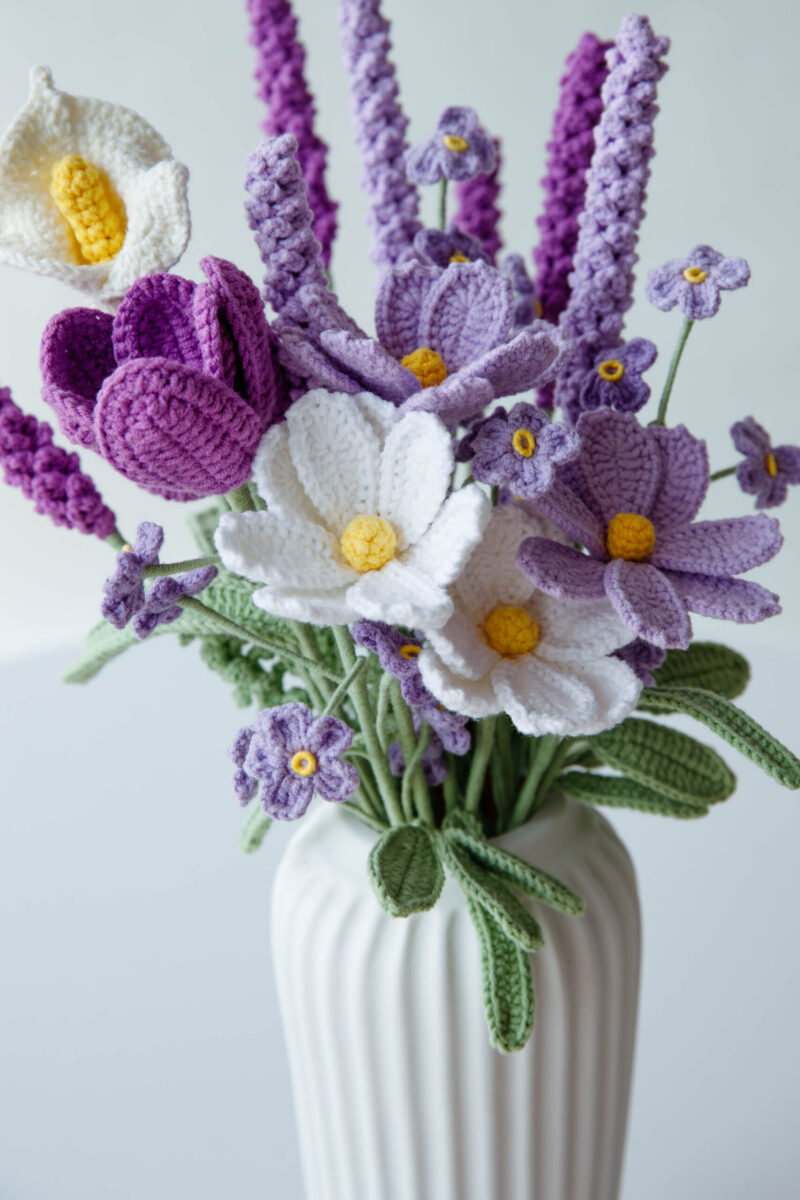 911flowerbouquets-33 crochet lavender table flower|hookok