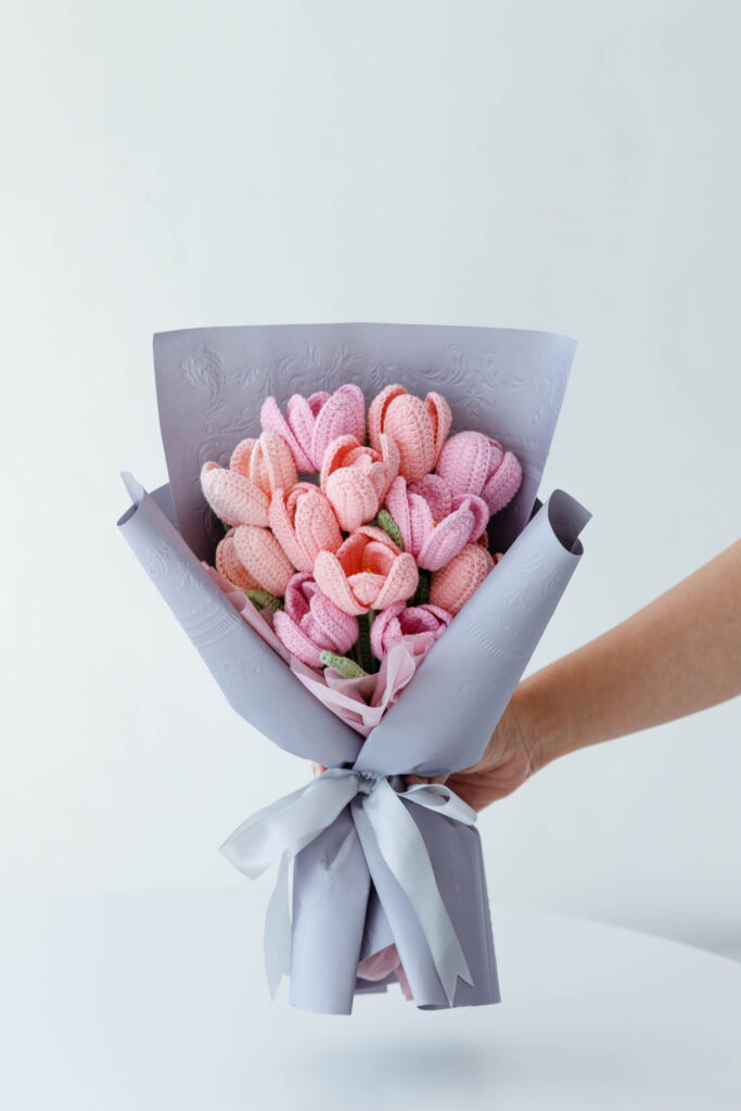 HOOKOK Bouquet – Crochet Pink Tulip Bouquet (12 pieces) - Hookok