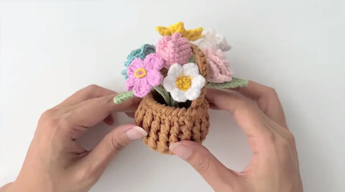 Crochet Flower Basket Car Hanging Pattern|hookok