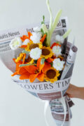 orange lily and easy sunflower bouquet|hookok