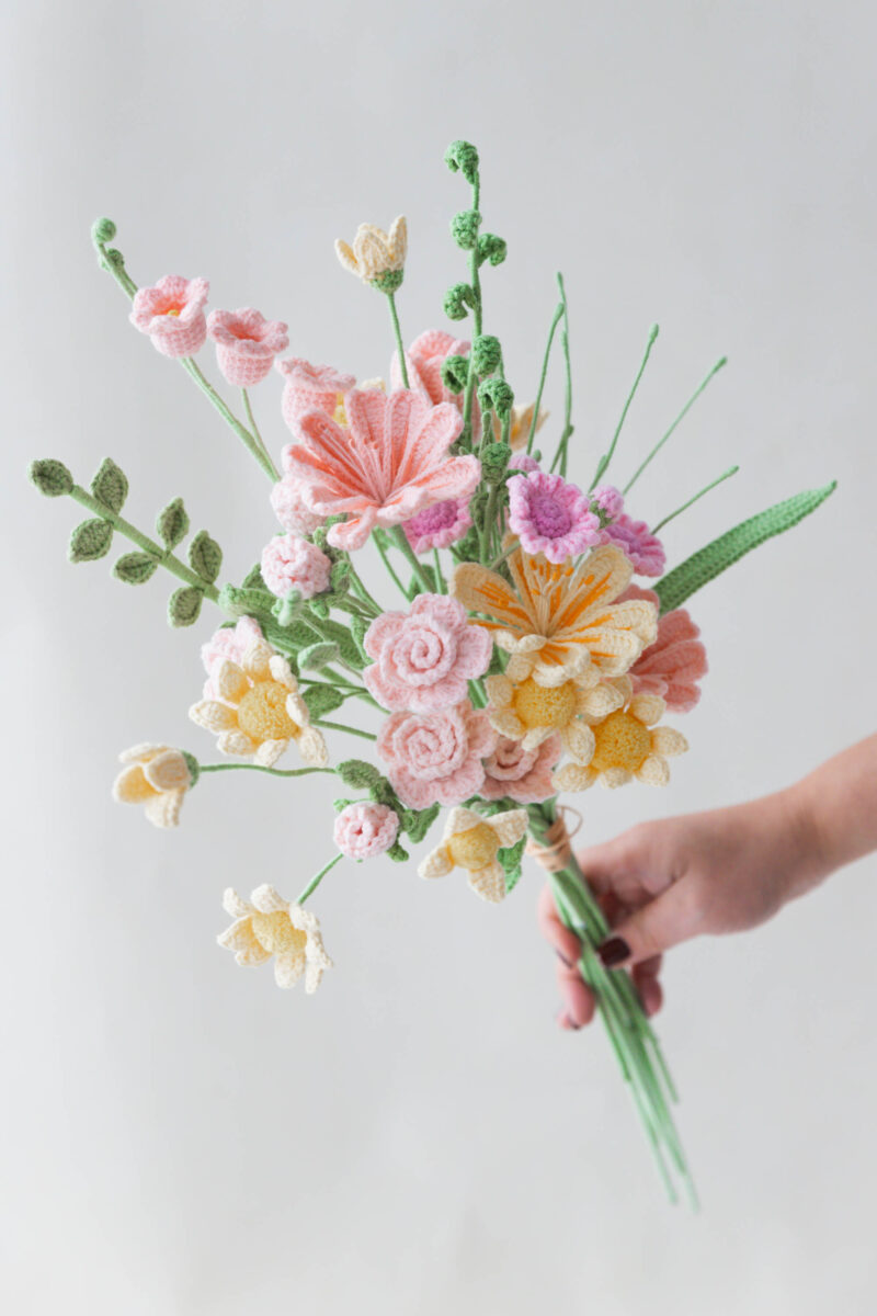 Yellow Lewisia Cotyledon and Barbie Rose Bouquet Kit|hookok Yellow Lewisia Cotyledon and Barbie Rose Bouquet Kit|hookok