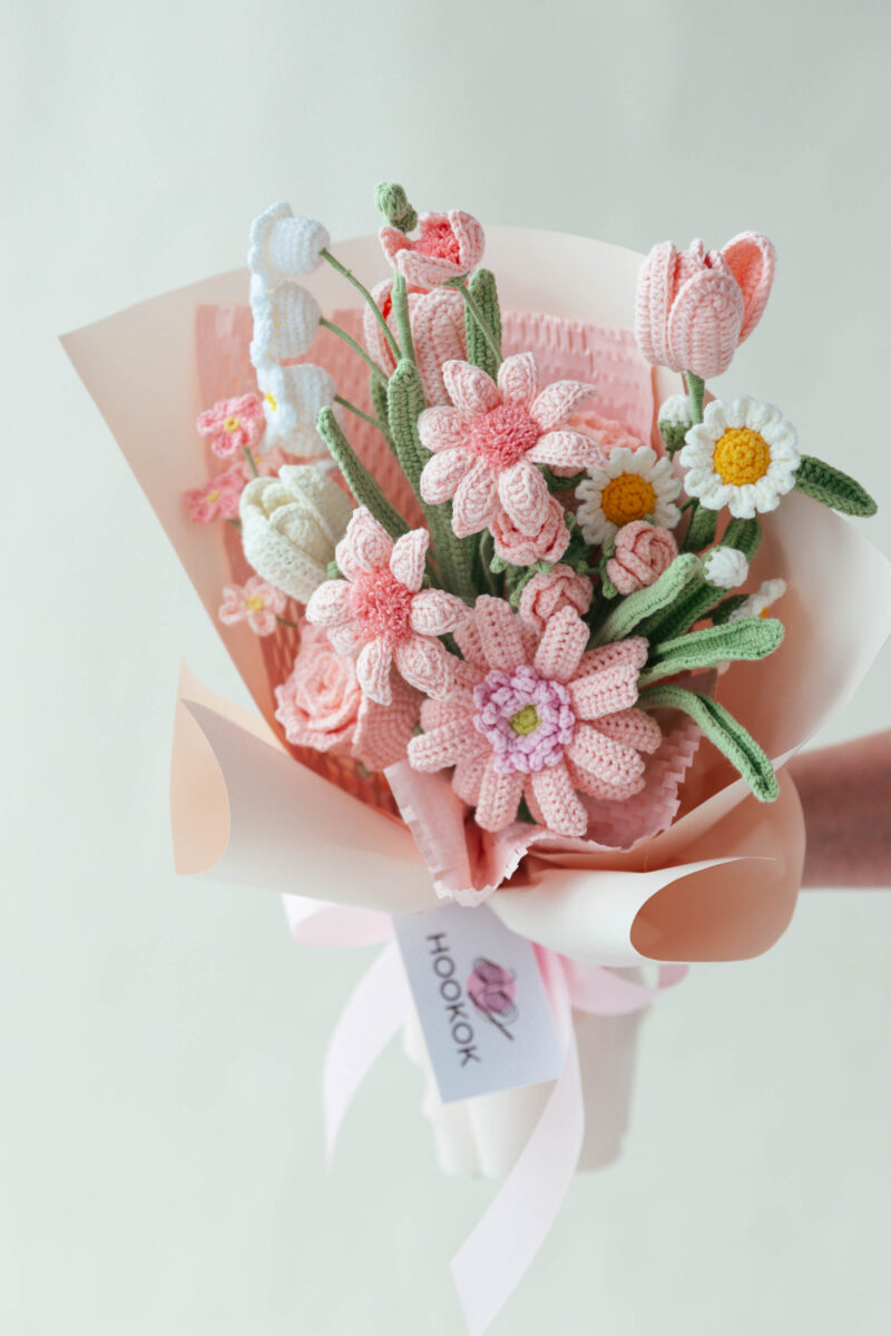 Pink Gerbera Daisy and Rose Bouquet Kit|hookok Pink Gerbera Daisy and Rose Bouquet Kit|hookok