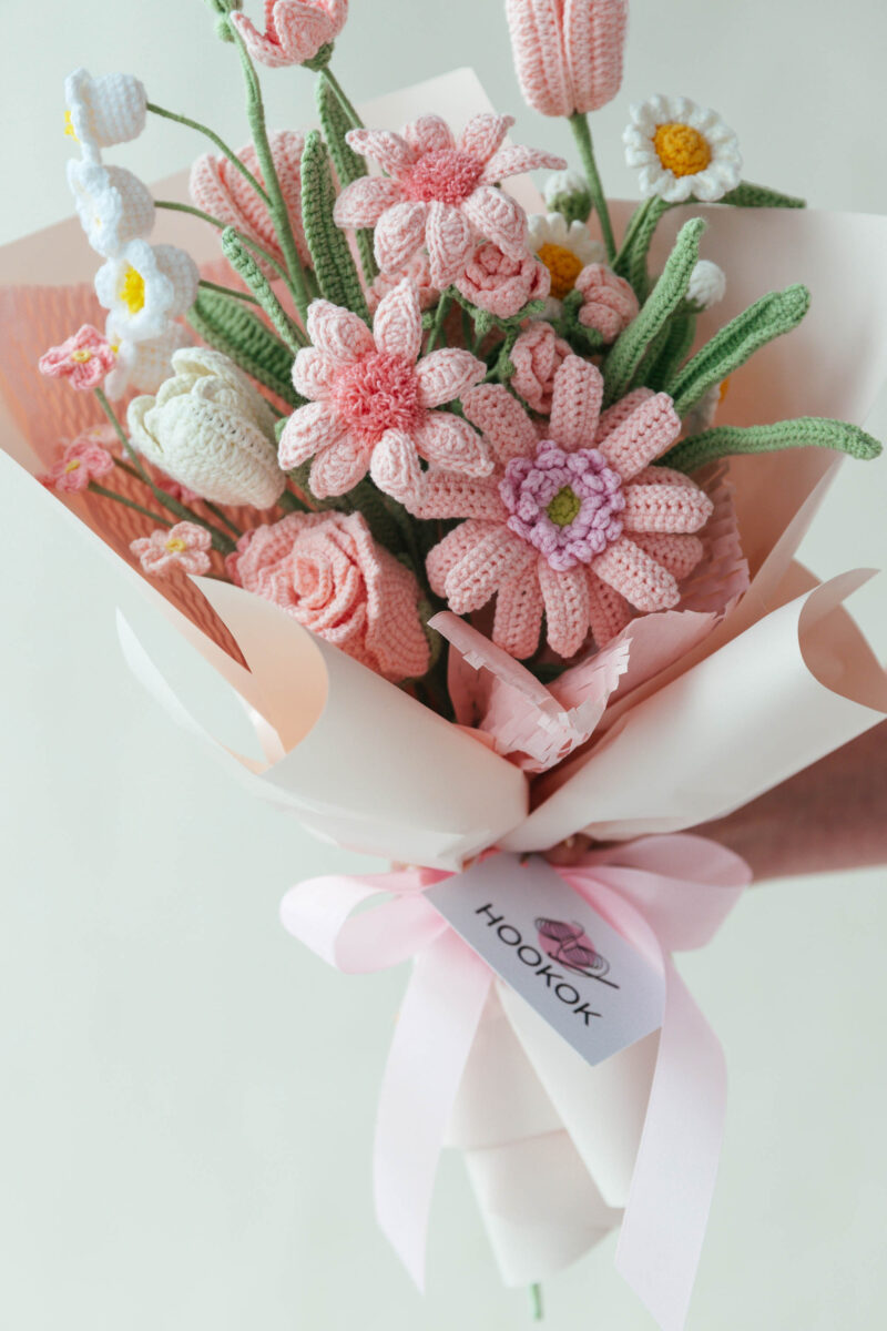 Pink Gerbera Daisy and Rose Bouquet Kit|hookok Pink Gerbera Daisy and Rose Bouquet Kit|hookok