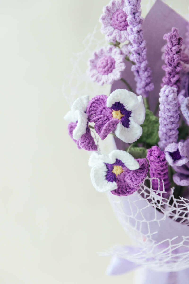 Purple Daffodil and Pansy Flower Bouquet Kit|hookok Purple Daffodil and Pansy Flower Bouquet Kit|hookok