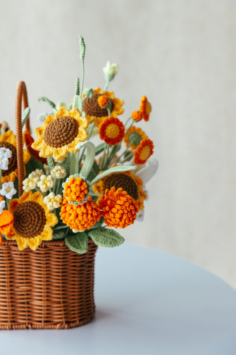 Sunflower and Daisy Flower Basket|hookok Sunflower and Daisy Flower Basket|hookok