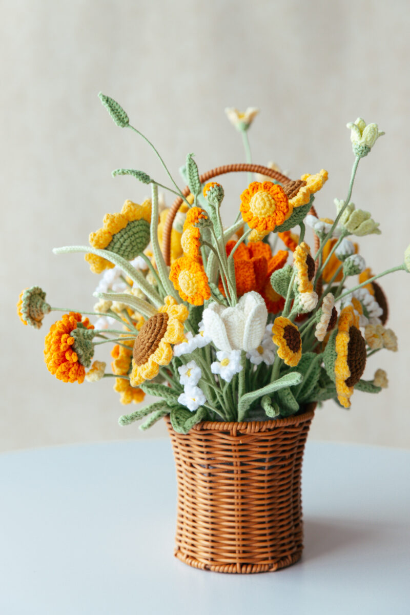 Sunflower and Daisy Flower Basket|hookok Sunflower and Daisy Flower Basket|hookok