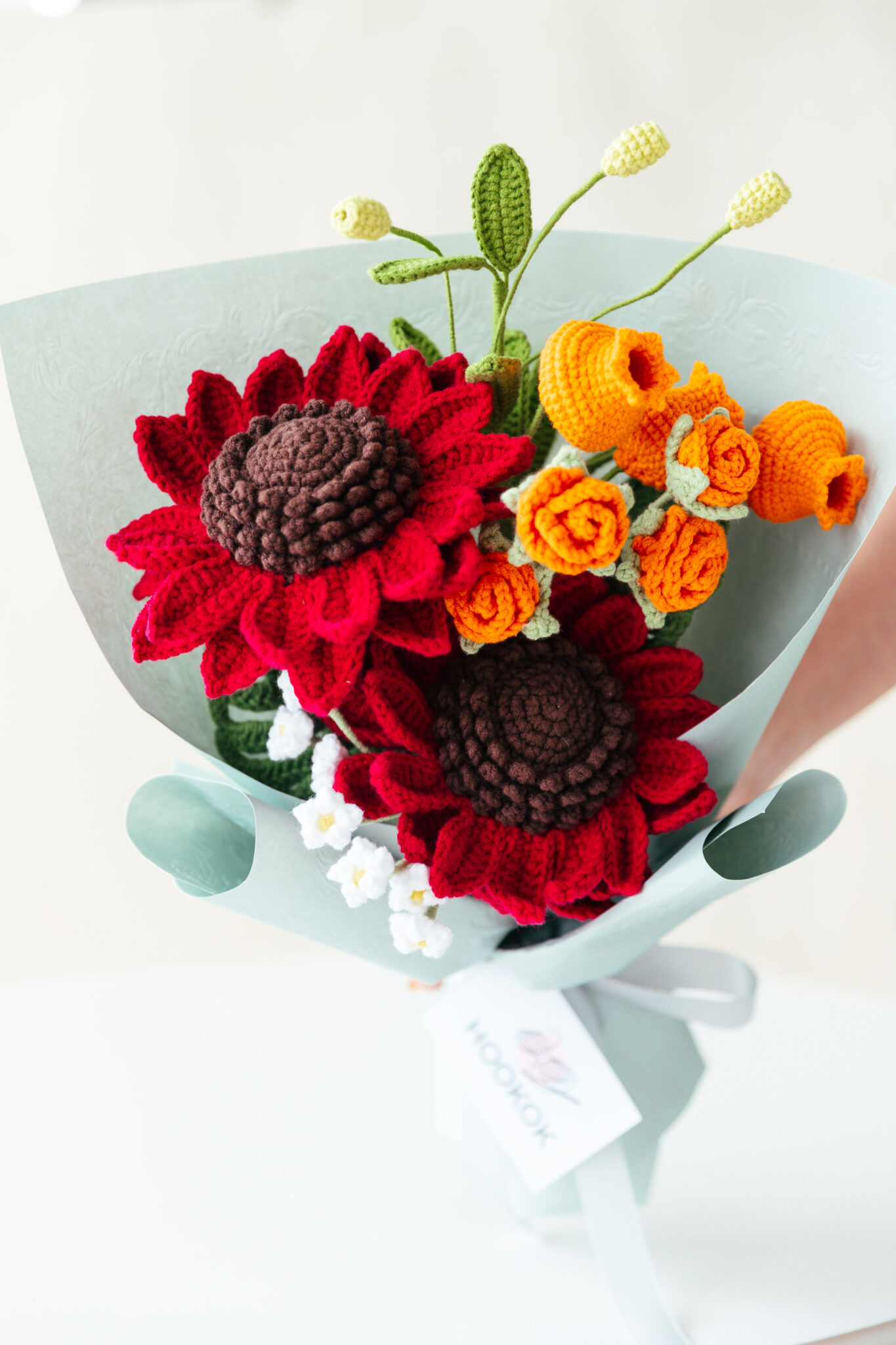 Red Sunflower Bouquet Kit With Pdf Pattern Hookok 
