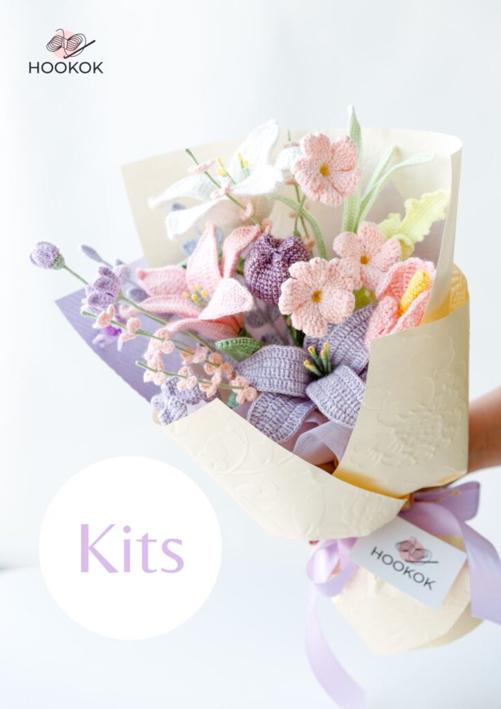 Lily and Primrose Flower Bouquet Kit – with PDF pattern - Hookok
