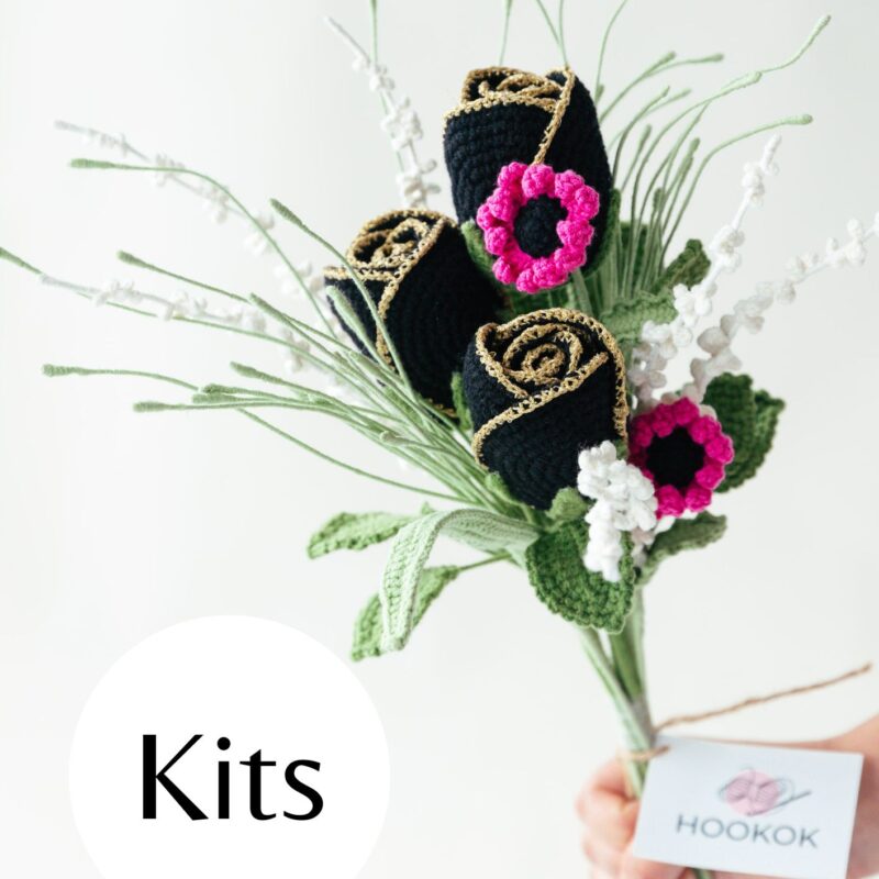 Black Gold Rose Bouquet Kit-hookok