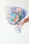 Blue Pink Daisy and Hydrangea Bouquet-hookok