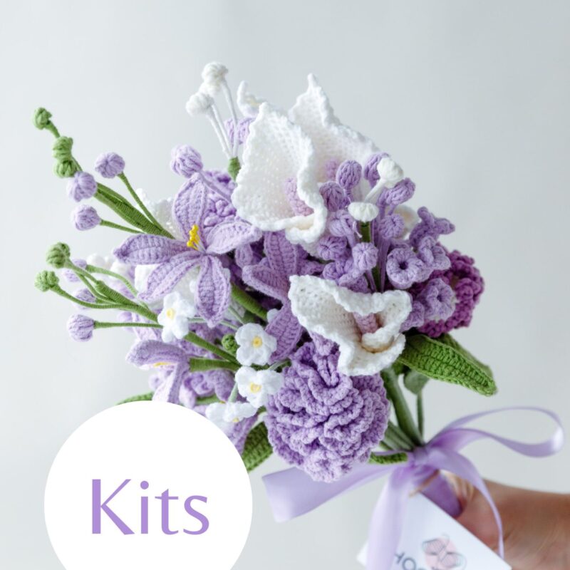 Purple Carnation and Calla Lily Wedding Bouquet Kit-hookok
