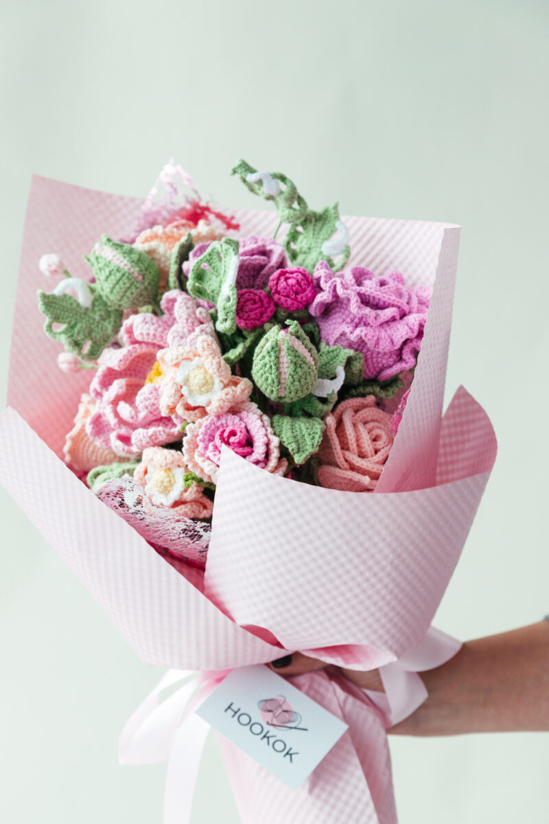 Pink Rose Theme Bouquet (14 pieces)-hookok Pink Rose Theme Bouquet (14 pieces)-hookok