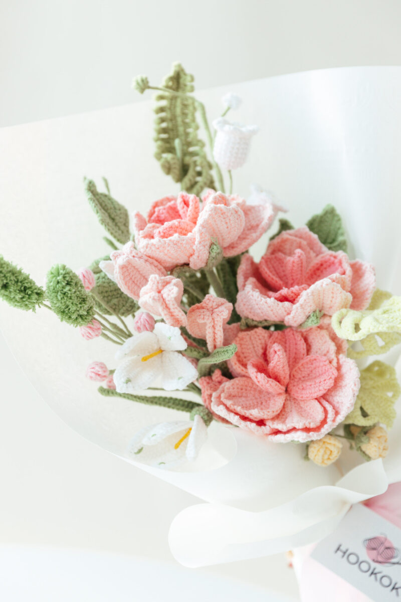 Pink Rosa Chinensis Bouquet-hookok Pink Rosa Chinensis Bouquet-hookok