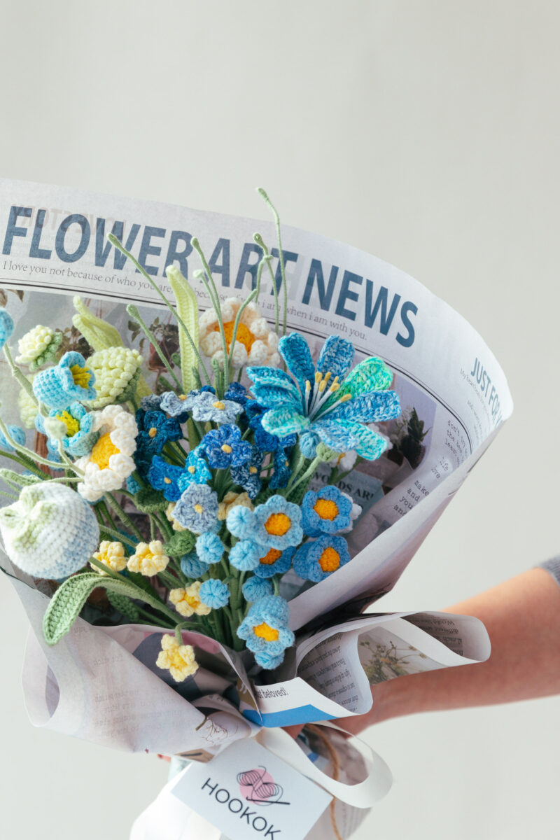 Mixed Blue Hydrangea Bouquet-hookok Mixed Blue Hydrangea Bouquet-hookok