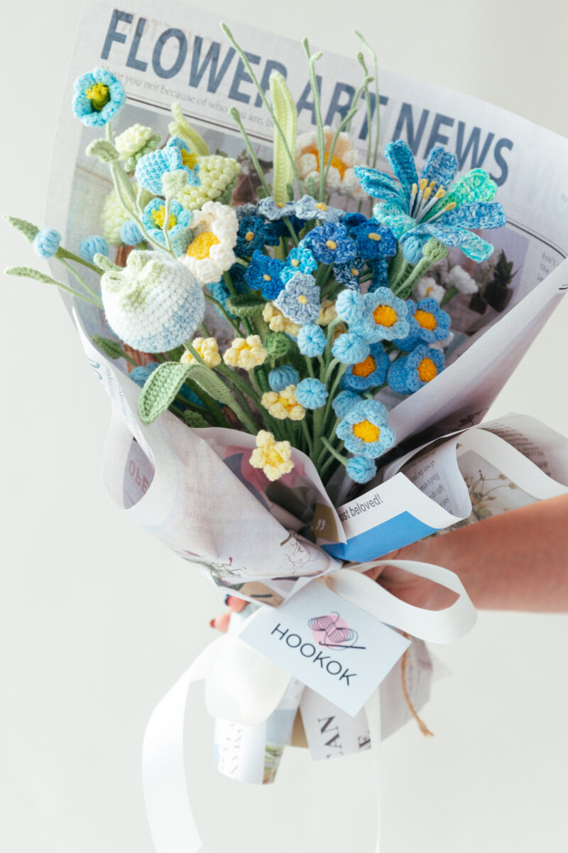 Mixed Blue Hydrangea Bouquet-hookok Mixed Blue Hydrangea Bouquet-hookok