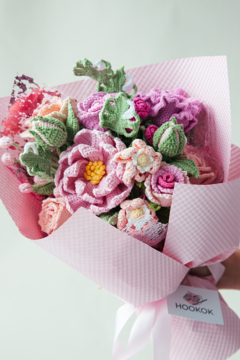Pink Rose Theme Bouquet (14 pieces)-hookok Pink Rose Theme Bouquet (14 pieces)-hookok