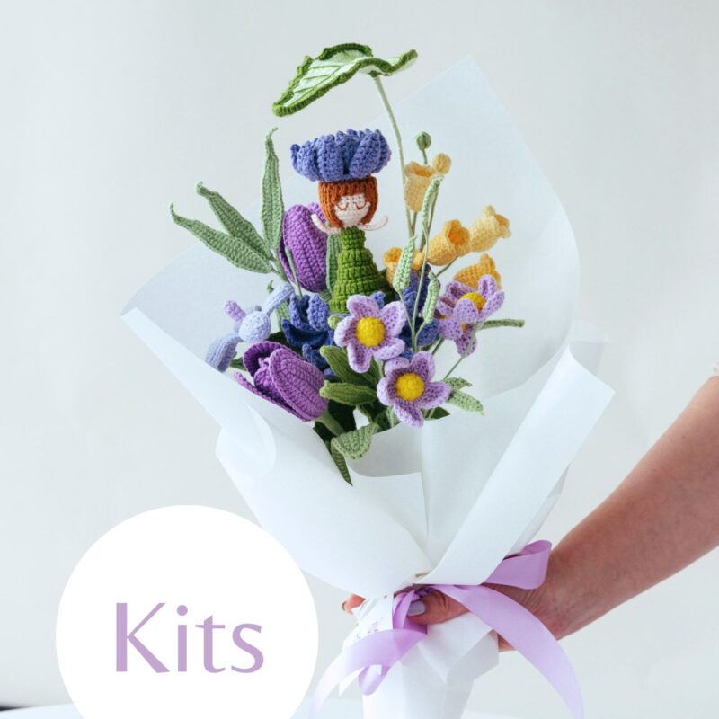 Purple Dahlia Fairy Bouquet Kit-hookok