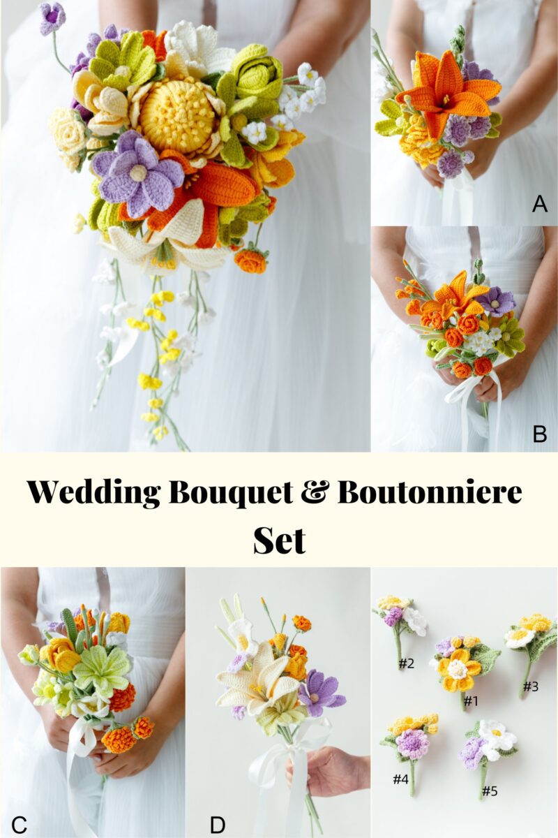 HOOKOK Bouquet – Yellow King Protea Wedding Bouquet Set