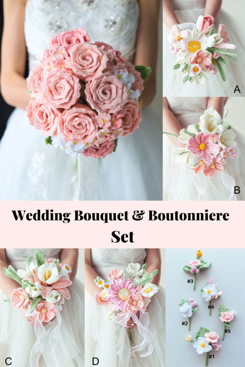 HOOKOK Bouquet – Pink Rose Wedding Bouquet Set