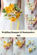 Yellow Gesang and Tulip Wedding Bouquet Set-hookok