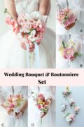 Pink Carnation and Moth Orchid Wedding Bouquet Set-hookok