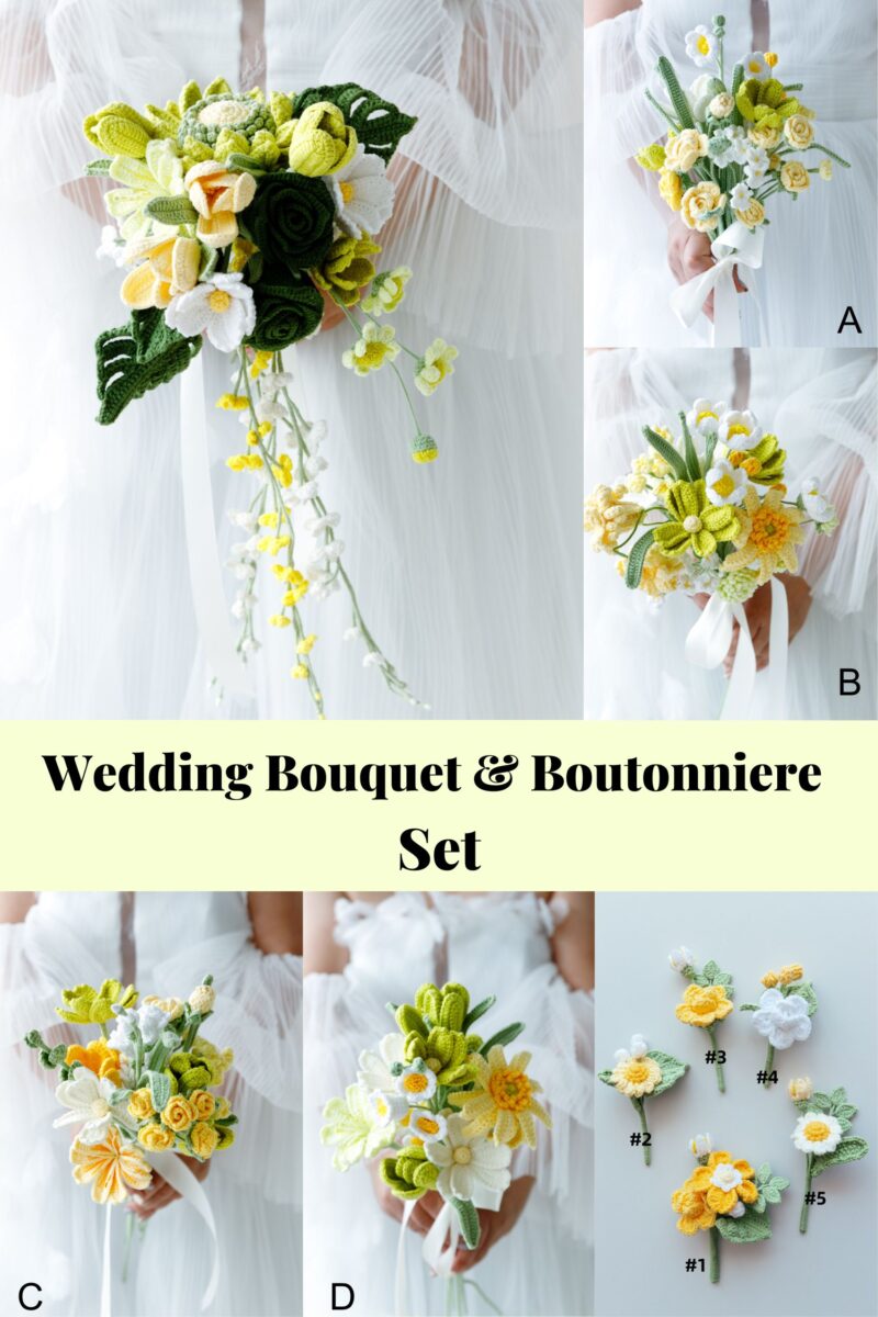HOOKOK Bouquet – Green Sunflower Wedding Bouquet Set