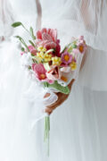 pink lily bridesmaid bouquet D-hookok