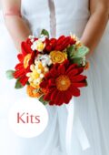 Red Gerbera Wedding Bouquet Kit-hookok