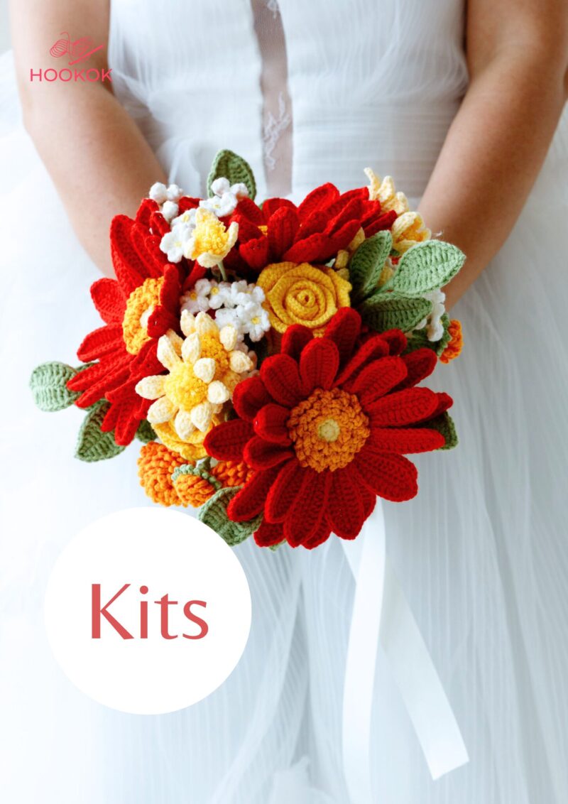 Red Gerbera Wedding Bouquet Kit-hookok
