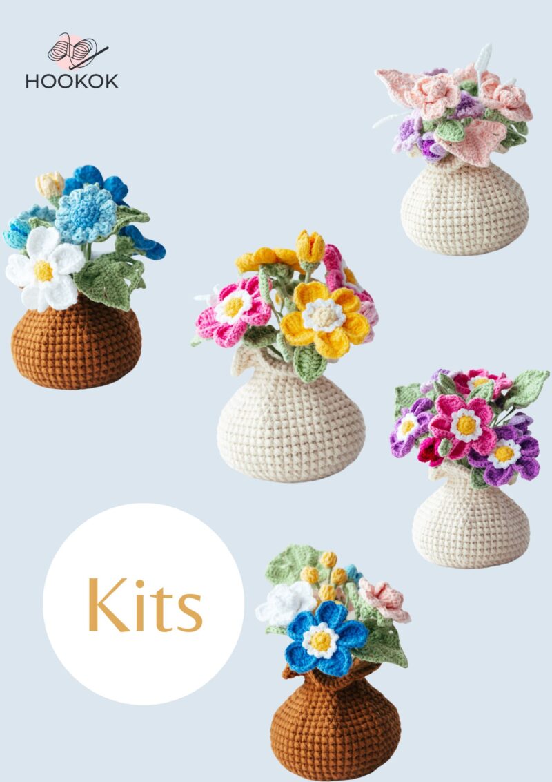 Small Flower and Vase Crochet Kit – with PDF pattern-HOOKOK