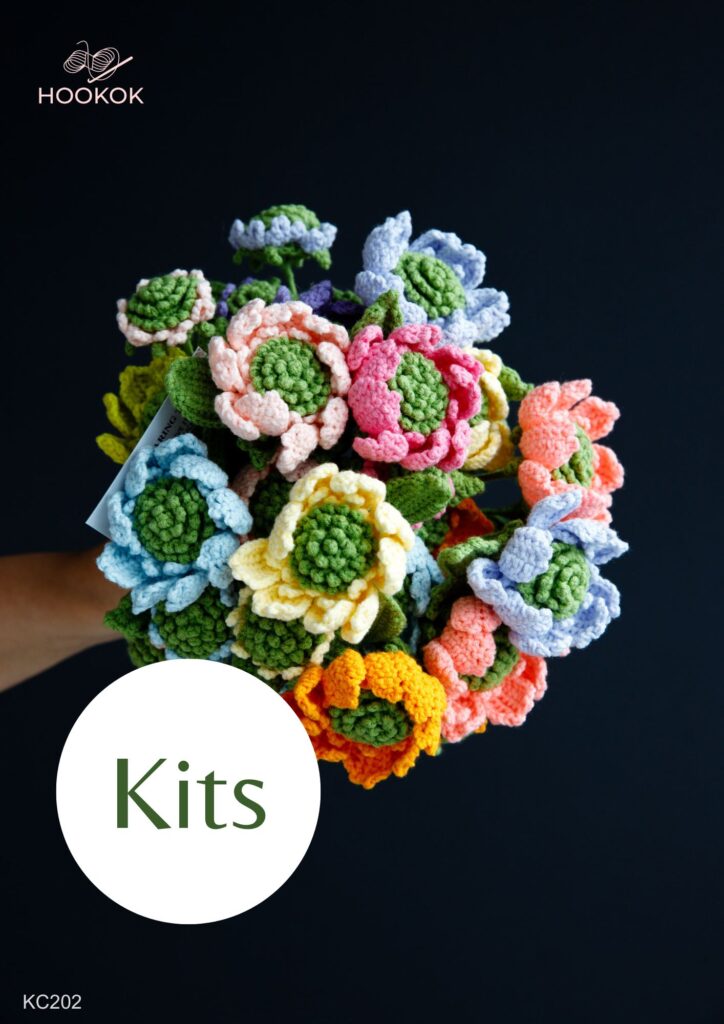 Colorful Pincushion Flower Bouquet Kit – with PDF pattern - Hookok