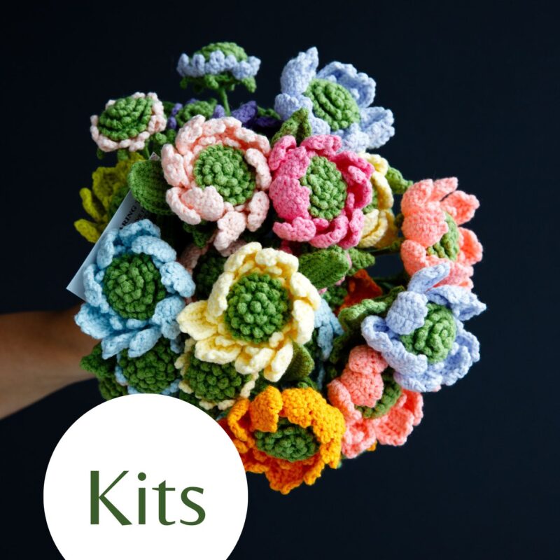 Colorful Pincushion Flower Bouquet Kit-HOOKOK