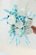HOOKOK Bouquet - Blue and White Rose Wedding Bouquet (19 pieces)