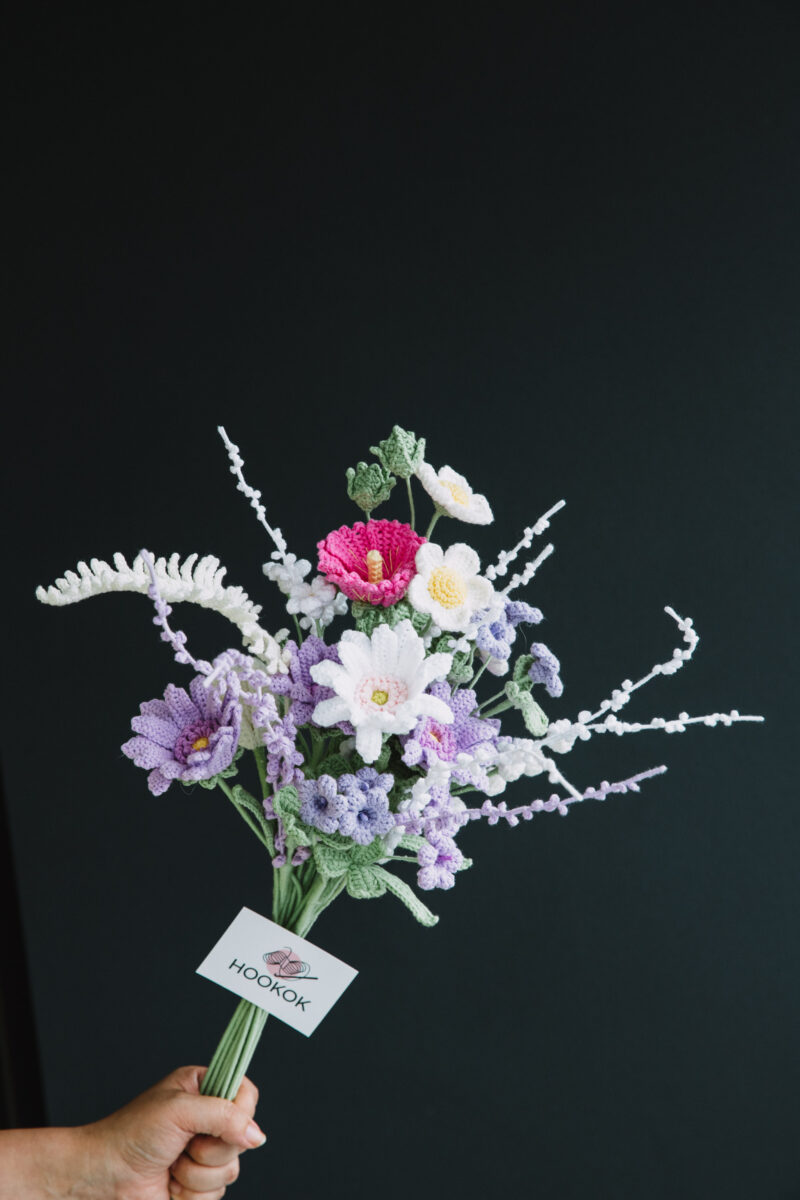 Purple White Gerbera Daisy Bouquet Kit-HOOKOK Purple White Gerbera Daisy Bouquet Kit-HOOKOK