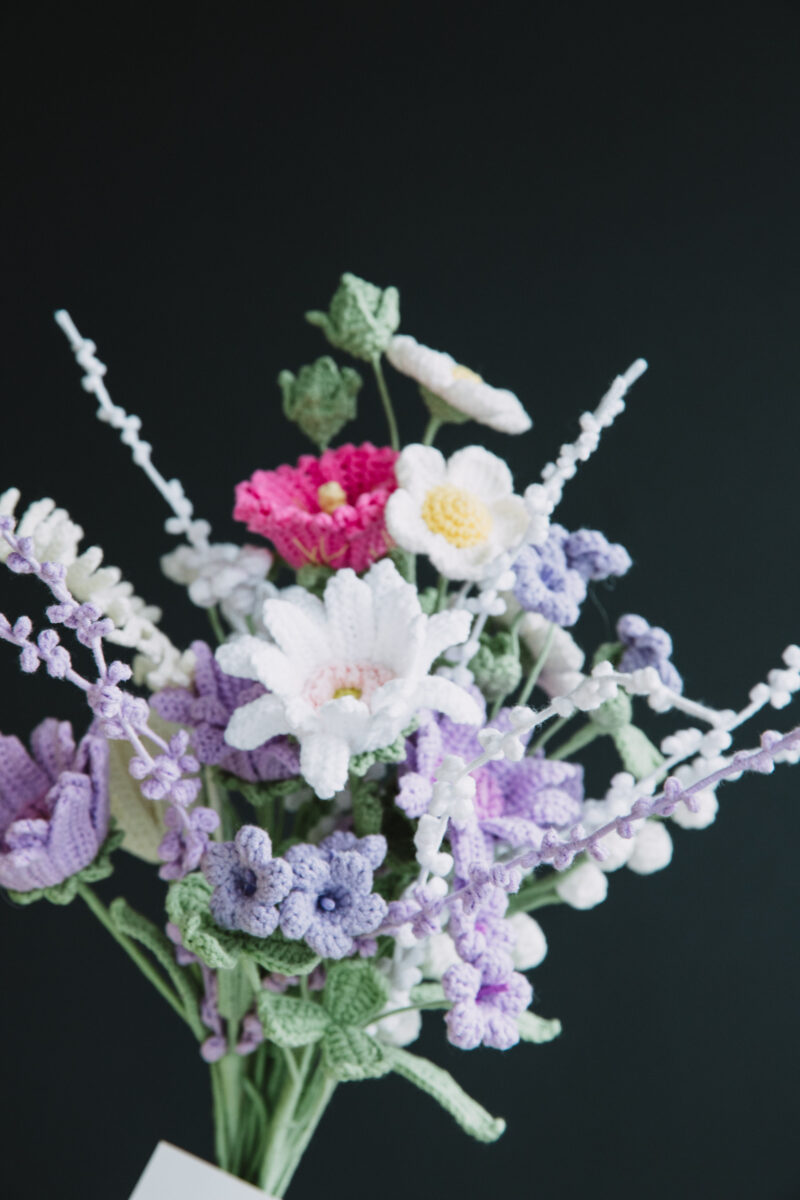 Purple White Gerbera Daisy Bouquet Kit-HOOKOK Purple White Gerbera Daisy Bouquet Kit-HOOKOK