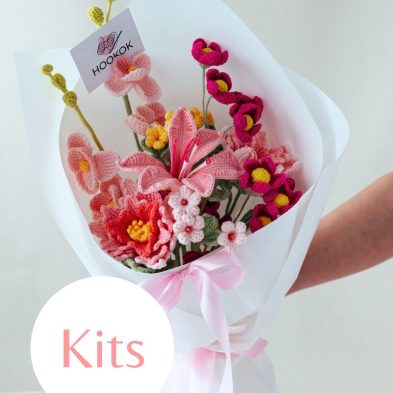 Pink Couture Rose Tilia and Peruvian Lily Bouquet Kit-hookok