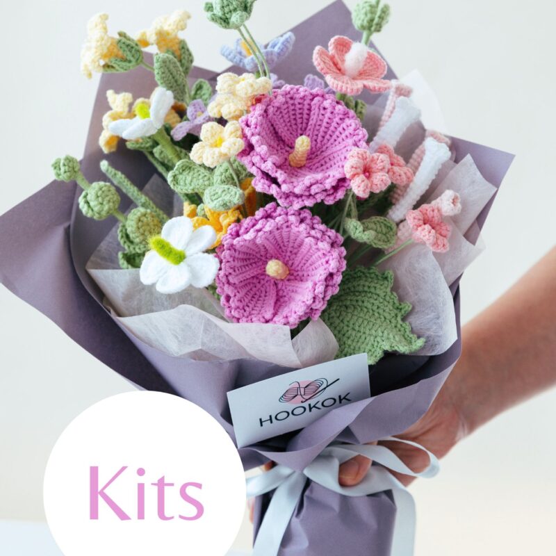 Crochet Hollyhock Bouquet Kit-hookok