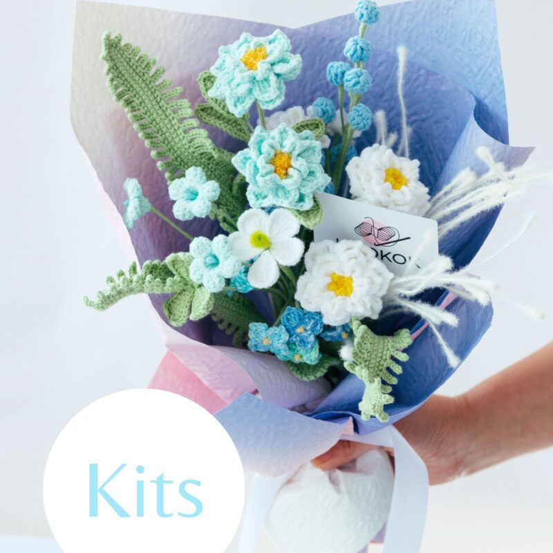 Light Blue Gardenia Bouquet Kit-hookok