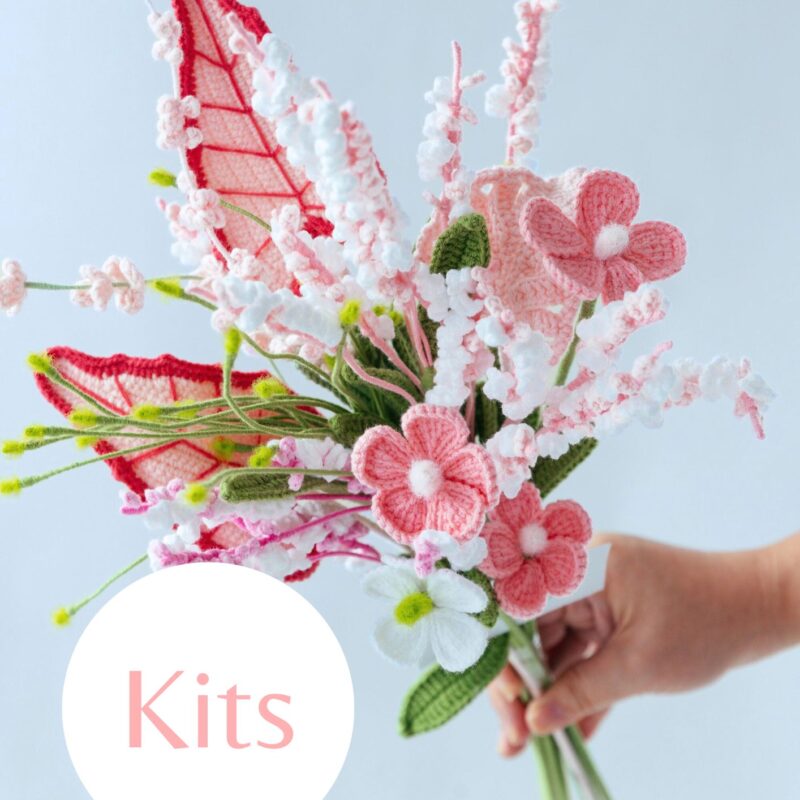 Pink Violet and Water Pepper Bouquet Kit-hookok