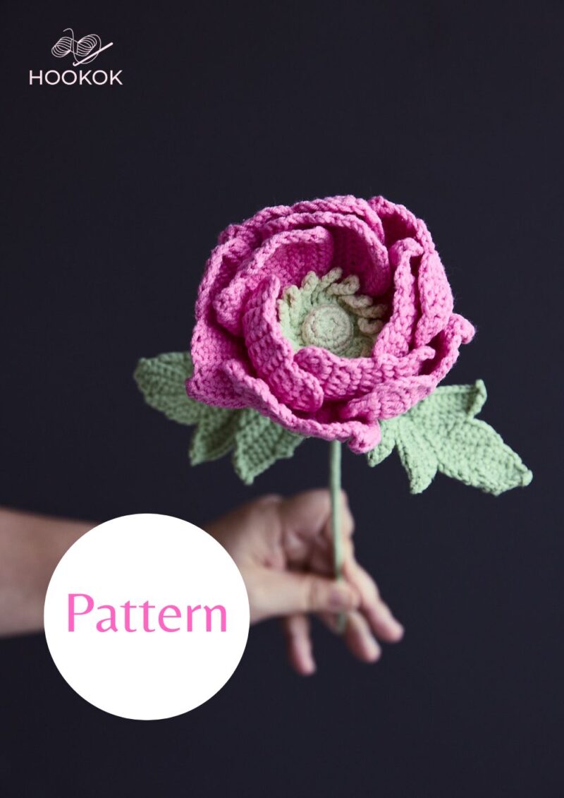 Crochet Ranunculus (Afghan Stitch)-HOOKOK