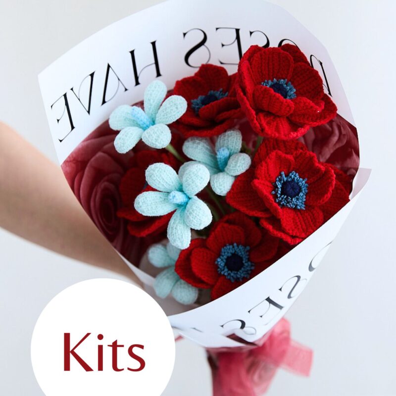 Red Anemone and Plumeria Flower Bouquet Kit – HOOKOK