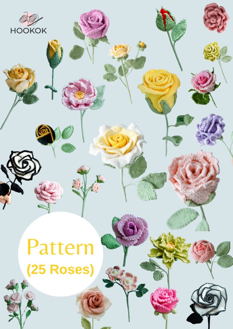 PDF Pattern – Crochet Rose Patterns Collection-hookok